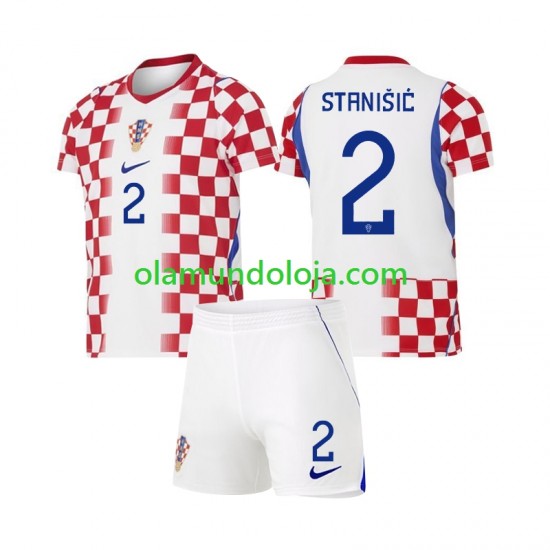Camisola Croácia Josip Stanisic 2 Criança Equipamento Primeiro Copa do Mundo 2026 Manga Curta